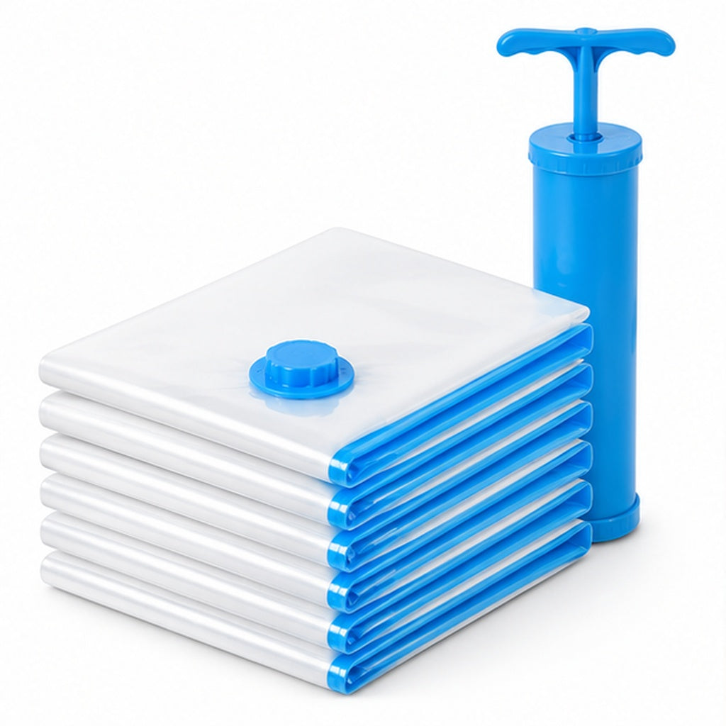 Vacuum Storage Bags with Hand Pump for Clothes, Blankets & Bedding